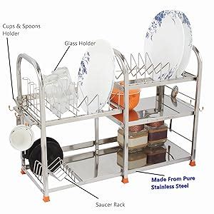 Buy AMOL® Premium Stainless Steel Utensils & Crockery Rack – 18x24x9 ...