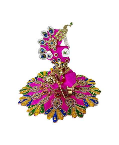 PARTISH Laddu Gopal Murti with Heavy Dress and All Accessories Size 6 l ...