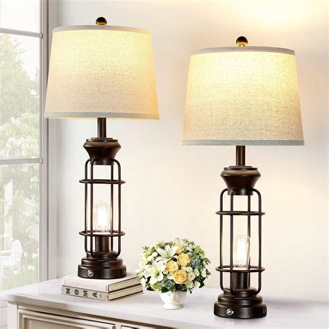 BZZMMB 29.3" Farmhouse Lamps for Bedrooms Set of 2, Tall Table Lamps ...