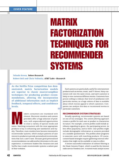 Image result for Matrix Factorization in Recommendation System