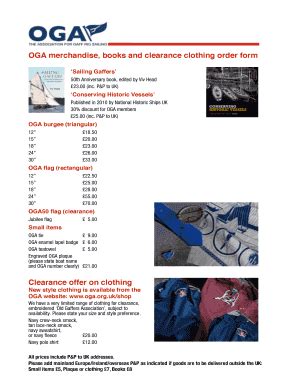 Fillable Online oga org OGA merchandise books and clearance clothing ...