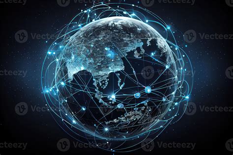 Internet technology with global communication network connected around ...