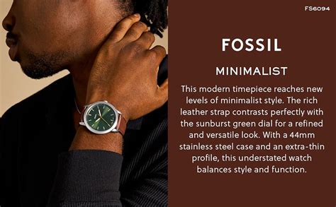 Buy Fossil Men's Minimalist Brown Analog Quartz Leather Watch FS6094 at ...