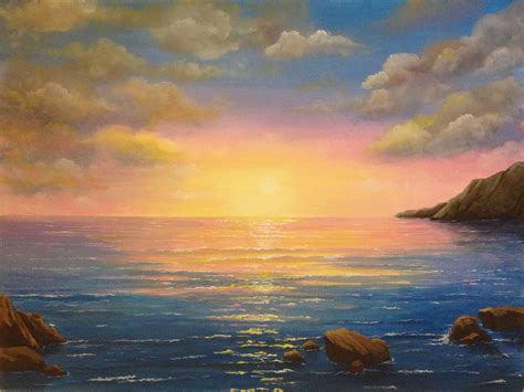 sunset | Ocean painting, Sunrise painting, Seascape paintings