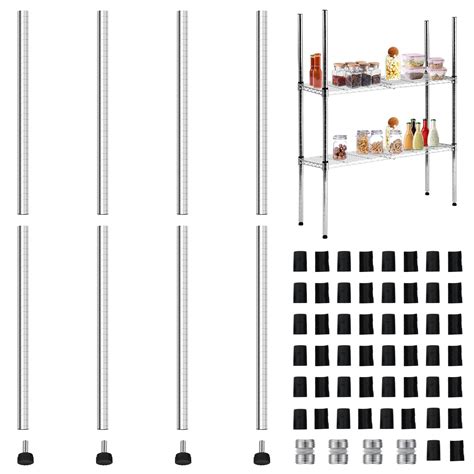 Thyle Set of 4 Wire Shelving Poles Heavy Duty Chrome Wire Shelf ...