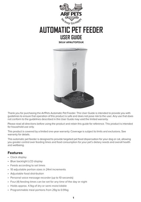 Arespark Automatic Pet Feeder Manual at Nilsa Sutton blog