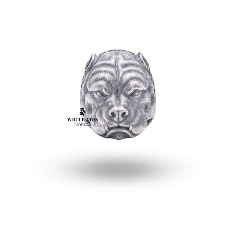 American Pit Bull Dog 925 Sterling Silver Ring | White Lion Jewels