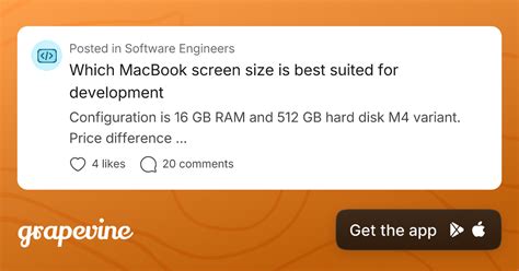 Which MacBook screen size is best suited for development - Grapevine