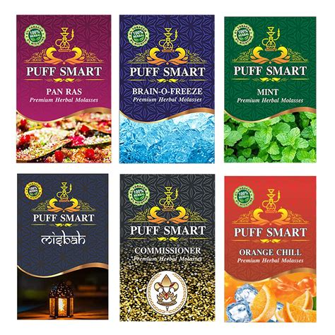 PUFF SMART Premium Herbal Flavor Pan Ras, Brain-o-Freeze, Mint, Orange ...