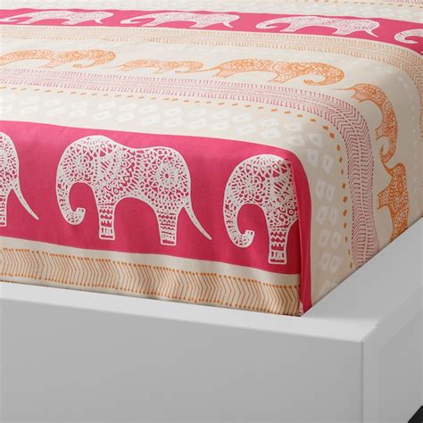 BARDVAL flat sheet and pillowcase, elephant grey/pink, 150x250/50x80 cm ...