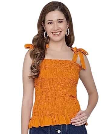 Tandul Women/Girls Crepe Noodle Straps Spaghetti Neck Women Off ...