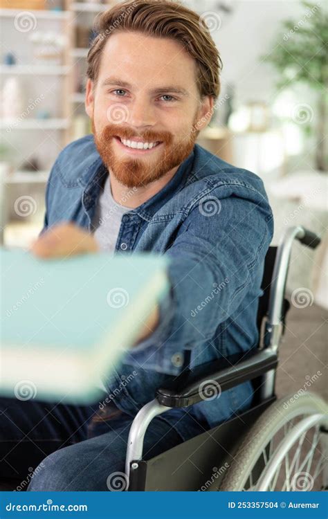 Smart Disabled Guy Reading during Breakfast Stock Photo - Image of ...