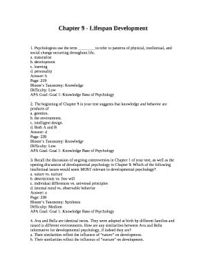 Chapter 9 - Lifespan Development template Doc Template | pdfFiller