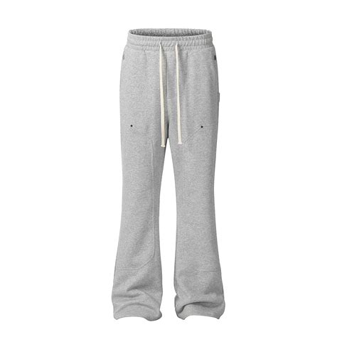 American-Streetwear-Gray-Flared-Sweatpant-Men-Double-Knee-Patch-Micro ...