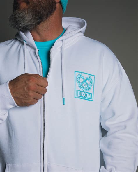 Men's Tiffany Box Crest Zip Up Hoodie - White | Dixxon Flannel Co.