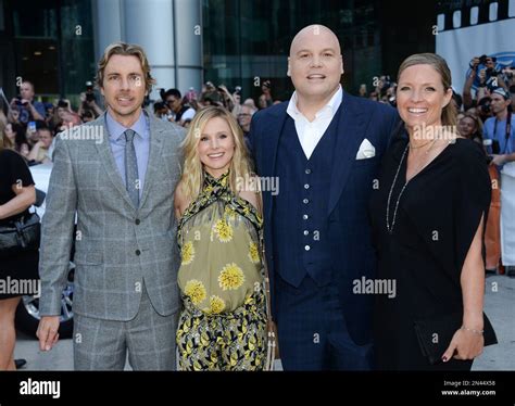 Dax Shepard, left, with wife Kristen Bell, and actor Vincent D'Onofrio ...