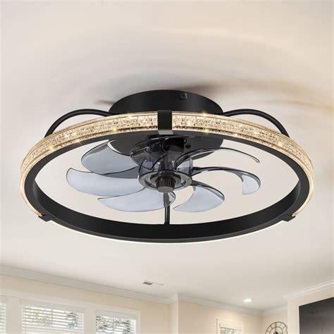 20" Low Profile Flush Mount Ceiling Fans with Lights, Modern Small Cag ...