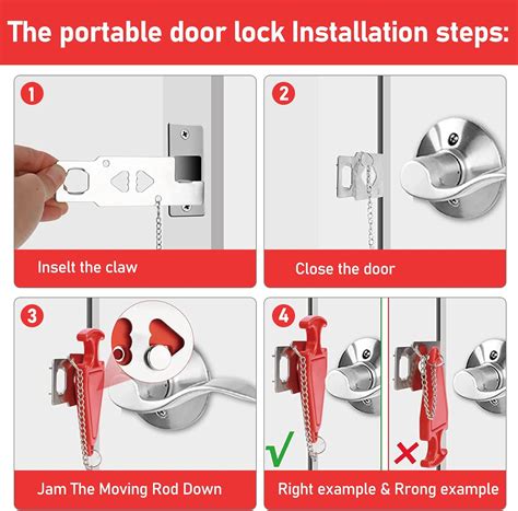 Buy Portable Door Lock Defender Security Door Lock, Universal L-Shaped ...