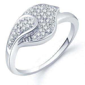 Sukkhi Moddish Micro Pave Setting Rhodium Plated CZ Ring for Women ...