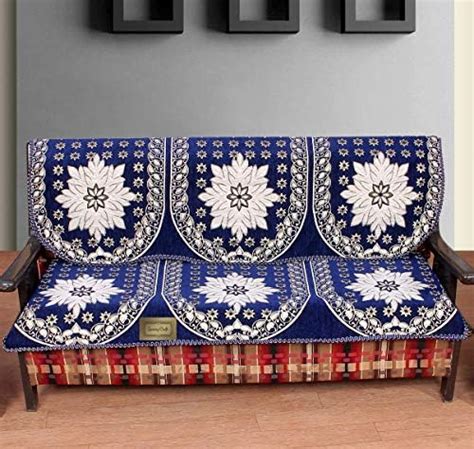 Nendle Cotton Abstract Pattern 3 Seater Sofa Covers Set- 2 Long Pieces ...