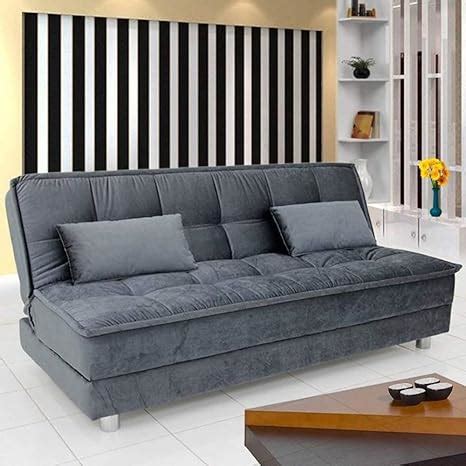 FURNY Wood 3 Seater Gaiety Sleeper Supersoft Sofa Cum Bed (Grey ...