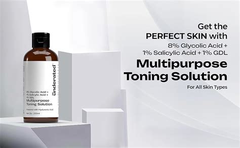 Underated 8% Glycolic Acid Toner for Skin with 1% Salicylic Acid, 1% ...