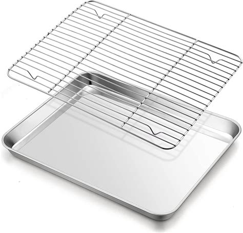 Baking Sheet with Rack Set, Stainless Steel Cookie Sheet Baking Pan ...