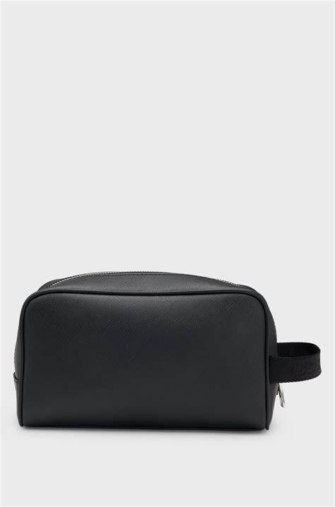 BOSS - Washbag with polished silver hardware - Black