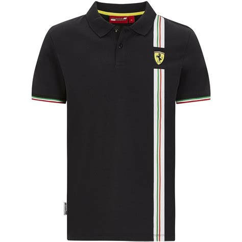 Buy Scuderia Ferrari F1 Men's Italian Flag Polo Shirt- Black/Red Online ...