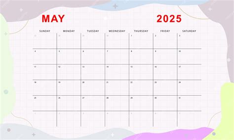 Premium Vector | May 2025 monthly planner Cute calendar template Sunday ...
