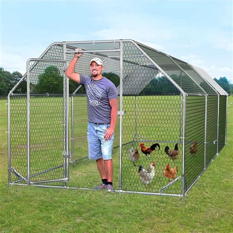 Vitesse Large Portable Metal Chicken Coop, Poultry Hen Predator-Proof ...