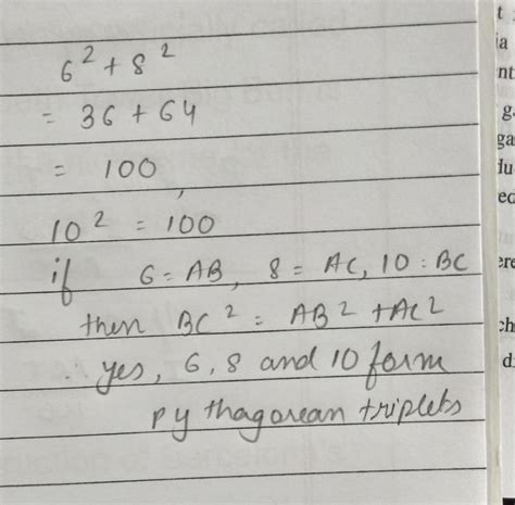 Check whether 6,8,10 forms pythagorean triplets or not - Brainly.in