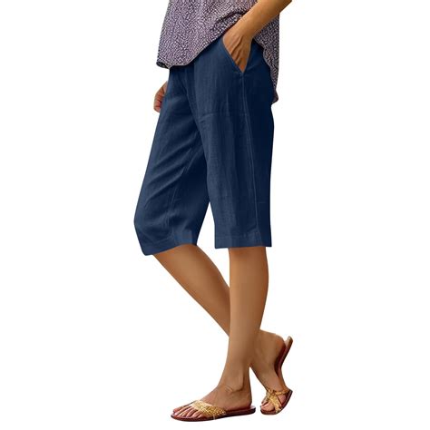 Petite Capris for Women,Women's Summer Pedal Pushers Lightweight Linen ...