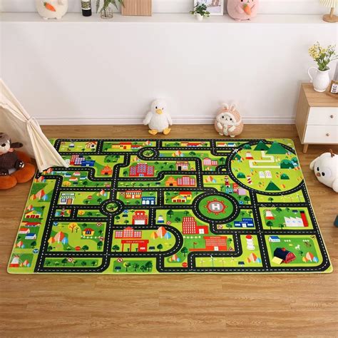 Amazon.com: Zacoo Kids Car Rug Play Mat, City Roads Learning Carpet ...