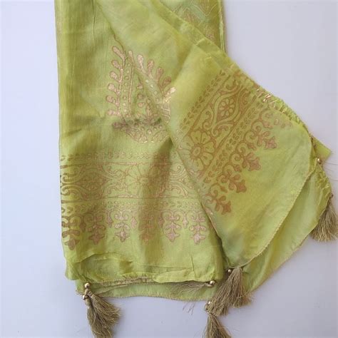 Pista Green Foil Silk Dupatta – anokherang