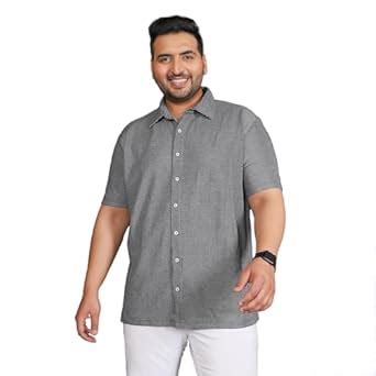 Bigbanana Plus Size Men's Regular Fit Striped Shirt (Manila-Grey,Grey ...