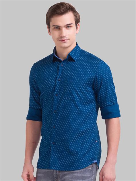 Men Blue Slim Fit Print Cotton Full Sleeve Shirts – MyRaymond