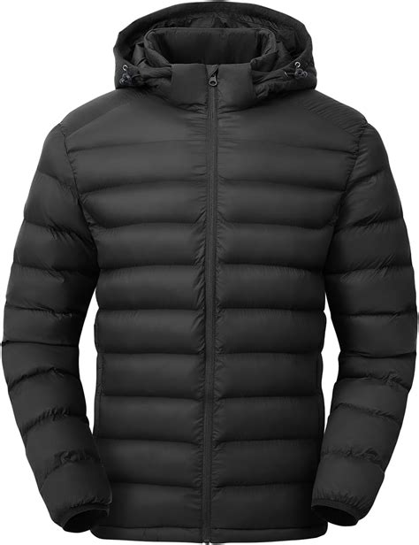 TBMPOY Men's Lightweight Puffer Jackets Detachable Hood Water-Resistant ...
