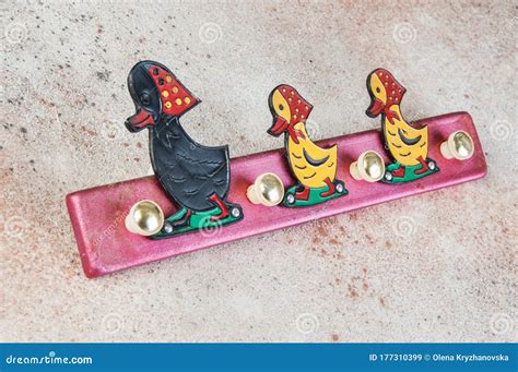 Vintage Children Coat Rack Duck Stock Image - Image of closeup ...