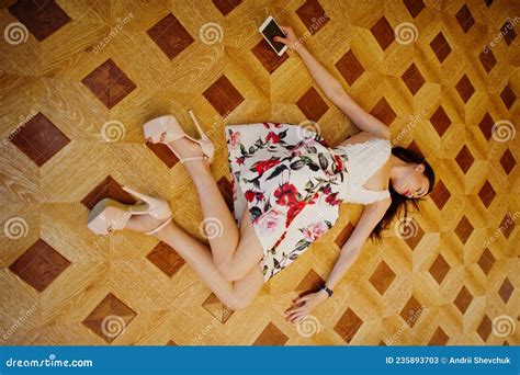 Portrait of a Gorgeous Young Woman in Floral Dress Stock Image - Image ...