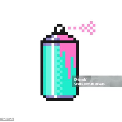 Graffiti Spray Paint Can Pixel Art Icon White Background Stock ...