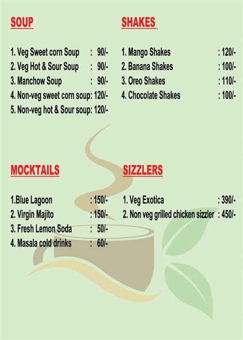 Menu at Tea-O-Pia Family Restaurant, Goalpara