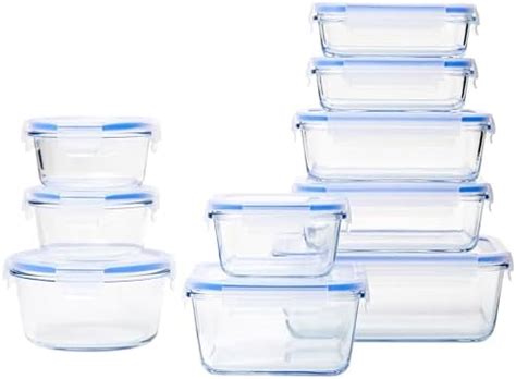Buy AmazonBasics Glass Locking Food Storage containers ,10 Piece Set ...