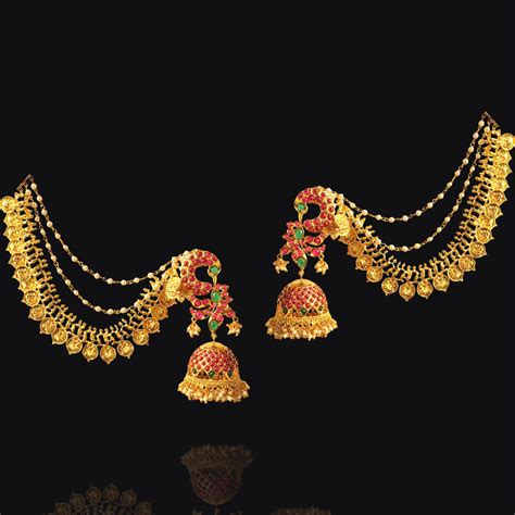 Luxurious Gold Kanoti Earring Design with Chain – Sneha Rateria Store