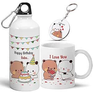Buy Bubu Dudu Love Gift for Birthday/Anniversary Sipper Water Bottle ...