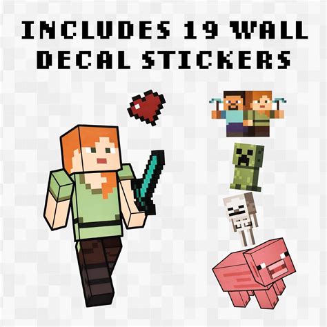 Buy Paladone Minecraft Wall Decals, Reusable Vinyl Sticker Clings ...