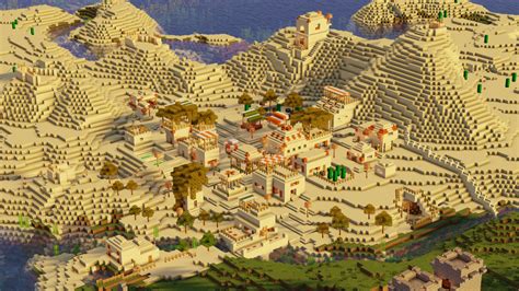 Progress on our vanilla style desert village : r/Minecraft