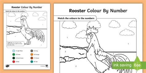 Rooster Colour-by-Number Page | Twinkl KS1 | Colour - Number