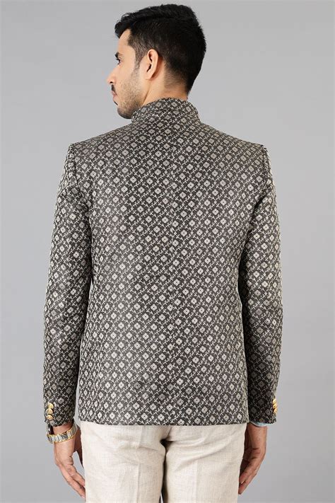Buy Wintage Men's Banarasi Rayon Cotton Black Bandhgala