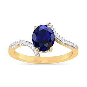 Buy MUSHANITE Shiza Sapphire Gold Plated 925 Sterling Silver Ring with ...
